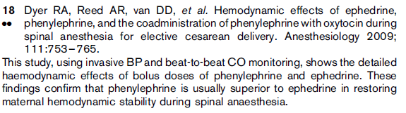 Efedrin (αβ) nebo phenylefrin (α)? Riley, BJA : Spinal anaesthesia for Caesarian delivwery: BJA 2004,92,495 indukce MAc plodu ( ph < 7,20 ve v.