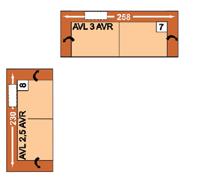 vpravo 6 viz popis KSL AVL 3 AVR = 3-sedák, polohování područky vlevo a vpravo, podhlavník