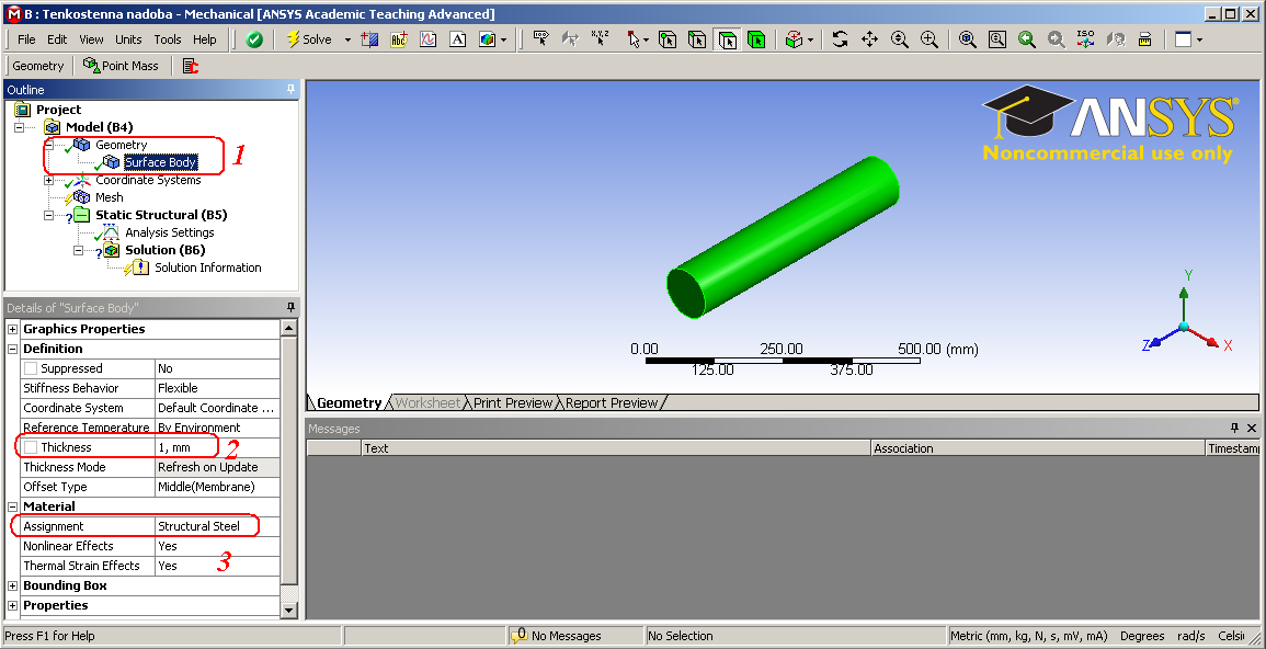 Uložíme výsledek do projektu (Save Project) a uzavřeme Design Modeler (Close Design Modeler).