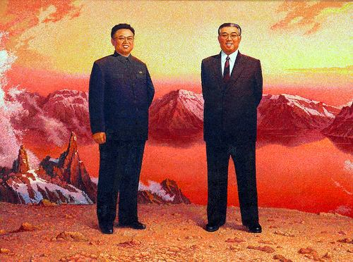 obr. 33 - Kim Il-sŏng a Kim Čŏng-il na hoře Päktusan,