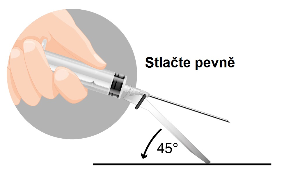 Vytlačte vzduch ze stříkačky a ihned injekci podejte. 3.