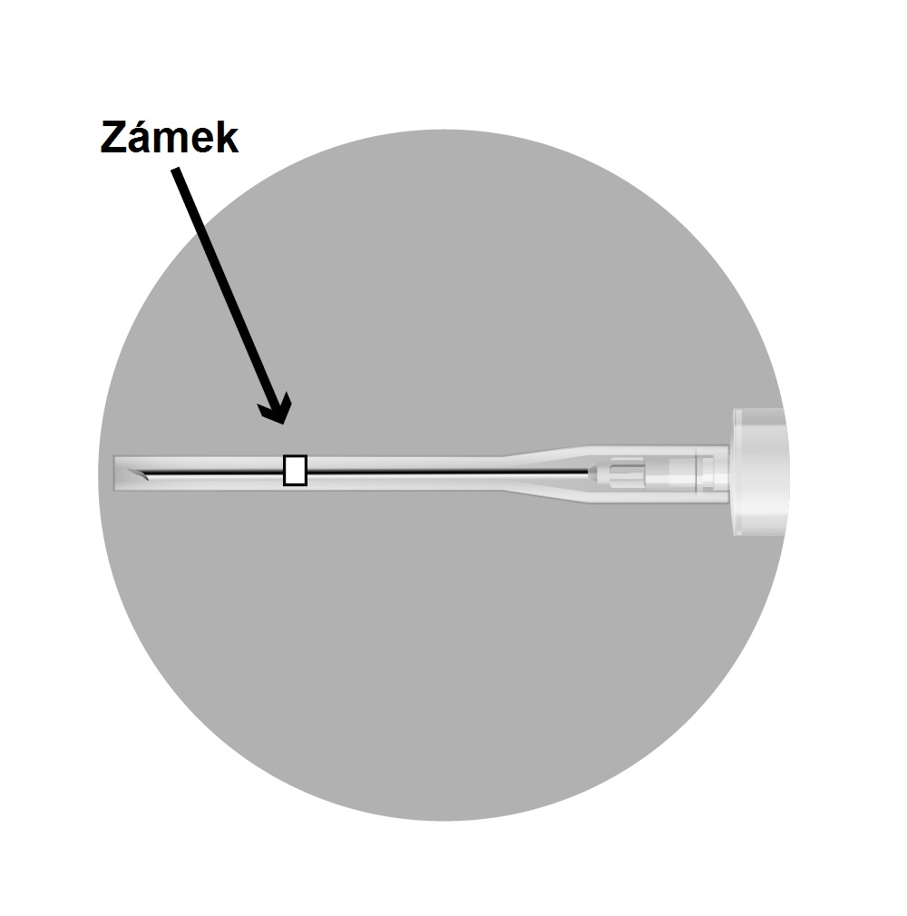 PO POUŽITÍ Aktivace bezpečnostního systému využívající techniku jedné ruky, Poznámka: Po celou dobu držte prst za zarážkou.