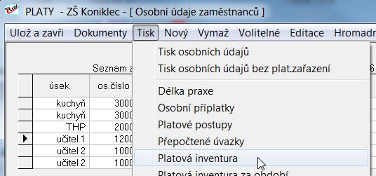 První kroky před aktualizací na verzi 6.6.9. 1) Doporučujeme tisk platové inventury k 31. 12. 2016.