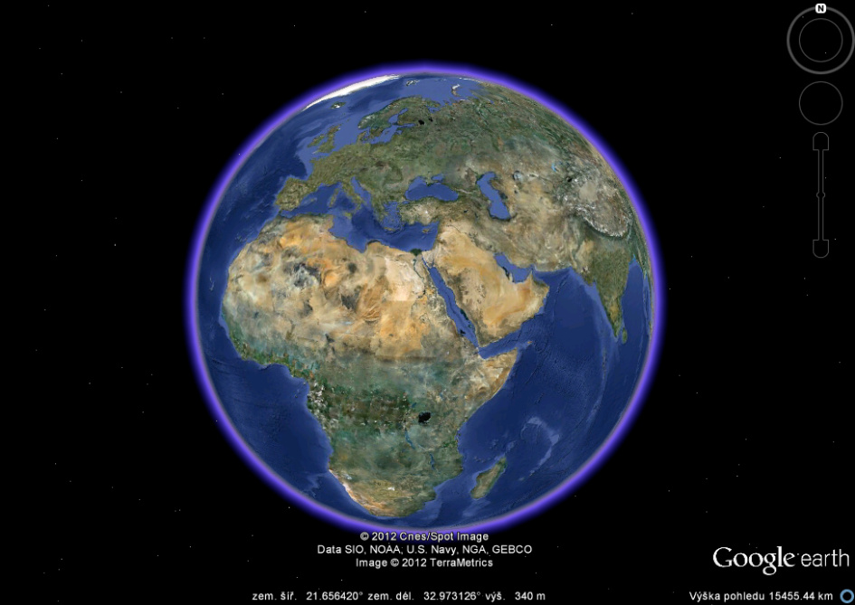 ogle Earth, který umožňuje pozorovat terén ve 3D.