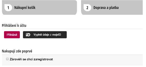 Tento krok je nutný z důvodů, že pro e-shop jsou určité údaje povinné a ne všechny jdou přenést (přepsat). Při další návštěvě eshopu již přihlášení přes mojeid proběhne okamžitě bez spárování.
