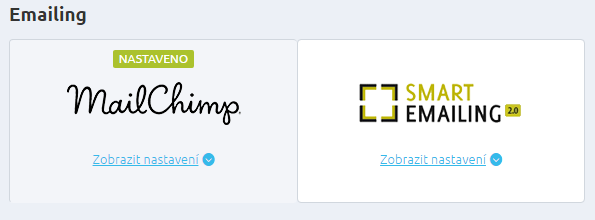 Emailing Náš systém využívá napojení na MailChimp a SmartEmailing verze 2.0 MailChimp Pokud chcete využívat služby MailChimp, je potřeba se registrovat na http://mailchimp.