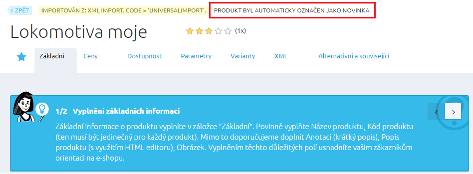 Nastavení novinek zvolte počet dnů, po které se mají produkty na e-shopu objevovat s příznakem Novinka. Po uplynutí doby pak příznak prostě sám zmizí.