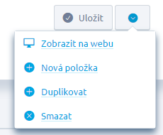 Ať se nacházíte ve kterékoliv záložce, můžete produkt ukládat pomocí tlačítka Uložit umístěného v pravém horním rohu.