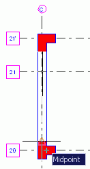 4. Zadejte koncový bod (sloup C20 střed horní hrany). 5. Stiskněte Esc pro potvrzení.