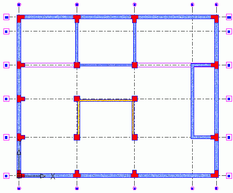 4. Vytvořte první trám z průsečníku os C20 do D20. 5. Stiskněte Esc pro potvrzení.