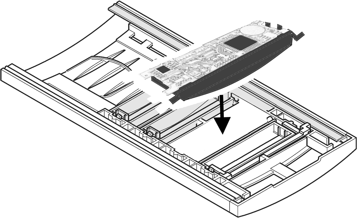 Kabely C1 a C2 přiveďte zezadu do spodní části panelu skrz otvor pro vedení kabelů (obr. 4c). Zapojte kabely C1 a C2 do čtecího modulu.