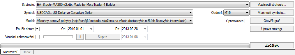 7. Historické testování a reporty Nyní bude popsána velmi důležitá fáze testování na historických datech v rámci platformy. S testováním dat souvisí mnoho nových pojmů a postupů.