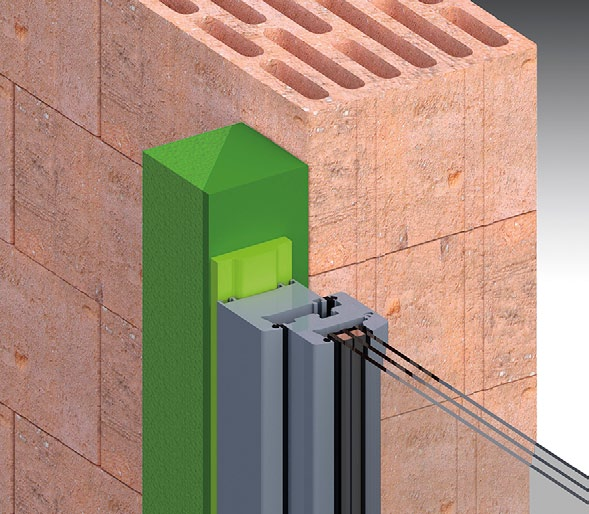 Typ ostění Tepelná izolace Skladba materiálů pro vysazení okna do tepelné izolace 90 mm Pracuje se s nosnými izolačními profily a zateplovacími