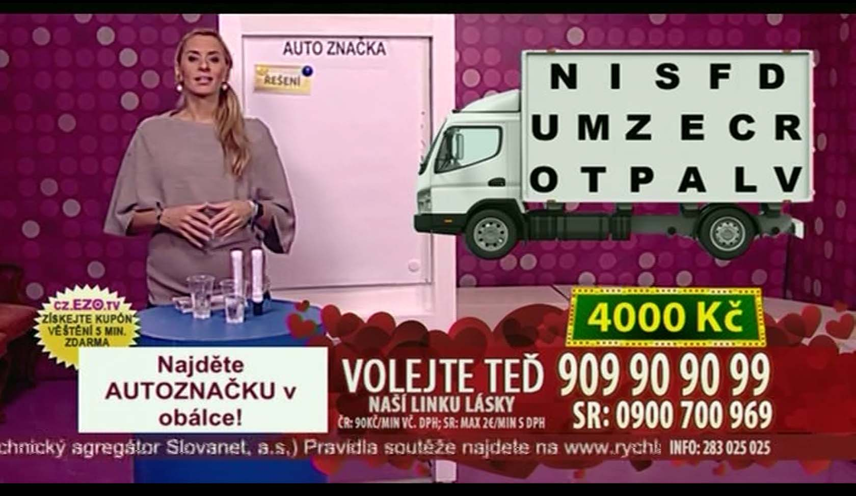 Moderátorka přitom jasně uvedla: Ještě teda upozorňuju, je to autoznačka, což znamená pozor abyste nám tady neříkali modely, na to si dávejte pozor.