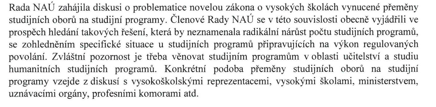 Studijní programy - Obory Členění na obory zaniká, řada oborů se bude muset