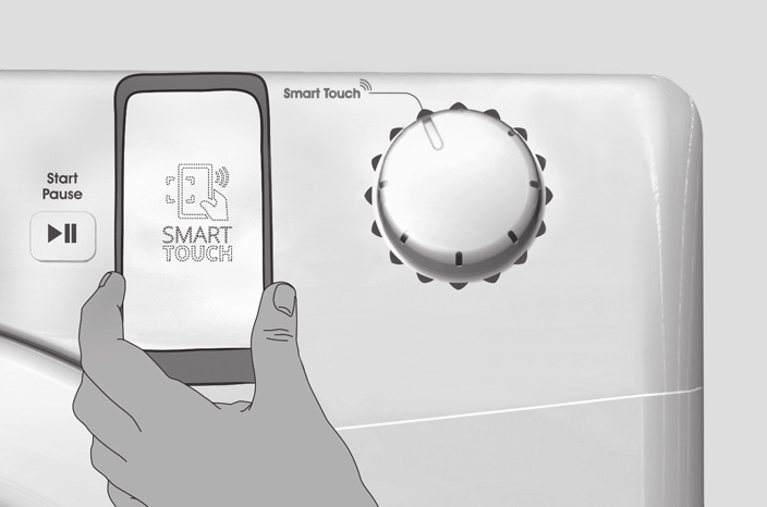 DALŠÍ POUŽITÍ - běžné použití Pokaždé, když chcete spravovat spotřebič přes aplikaci, musíte aktivovat režim Smart Touch nastavením voliče na indikátor Smart Touch.