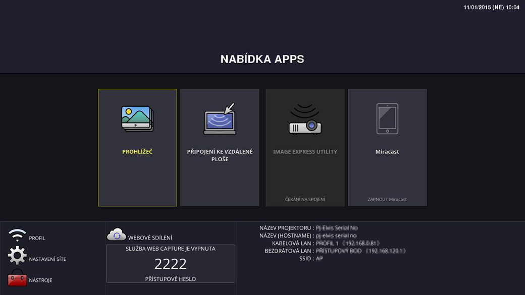 6. NABÍDKA APPS ❶ Co můžete s funkcí NABÍDKA APPS dělat? Bude možné vybrat rozšířené funkce uvedené níže a různá nastavení pomocí NABÍDKY APPS.