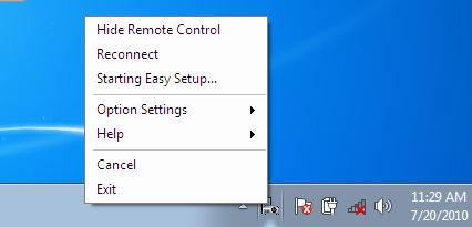 7. Pomocný software pro uživatele Ukončení programu Virtual Remote Tool 1 Klikněte na ikonu Virtual Remote Tool na hlavním