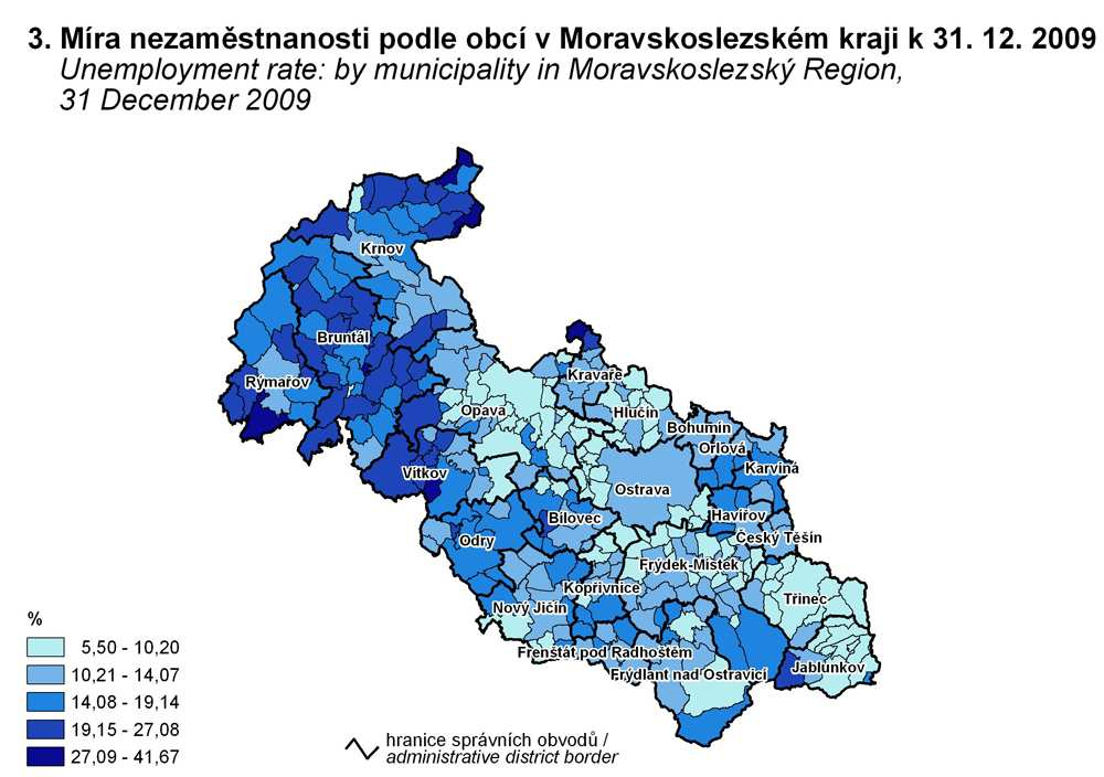 Následující tabulka uvádí vývoj průměrné nominální mzdy v Moravskoslezském kraji a procentnímu podílu k celorepublikovému průměru v jednotlivých letech 2004-2009.