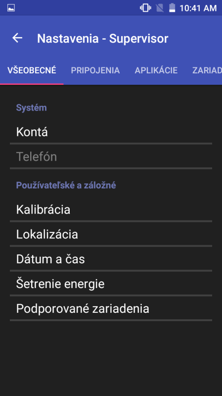 Nastavení parametrů režimu šetření Parametry režimu šetření změníme taháním posuvníku doprava