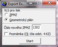 vyhotovení seznamu souřadnic pro GP a ZPMZ Pro vyhotovení seznamu souřadnic nových bodů jak pro GP, tak pro ZPMZ se použije ikona Okno seznamu souřadnic, kterou se otevře seznam souřadnic bodů