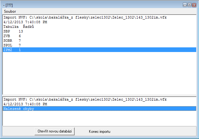 Začátek kontrolního importu je stejný, jako v případě standardního načítání výměnného formátu, tudíž