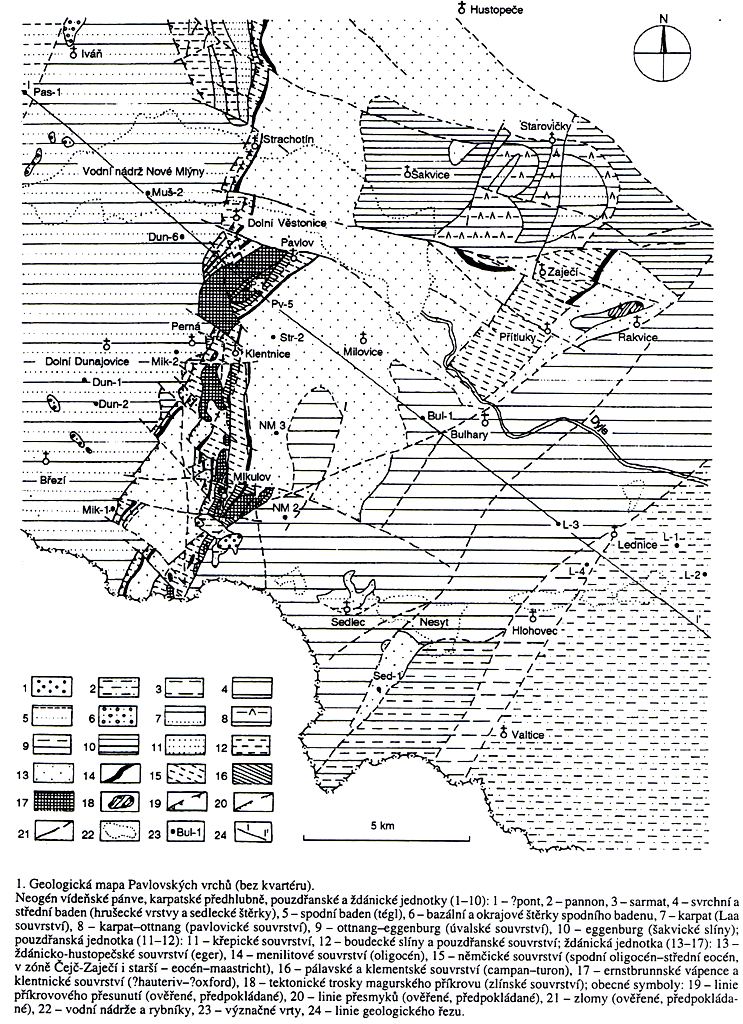 Obr. 5 Geologická mapa Pavlovských
