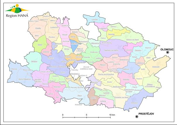 ÚVODNÍ 2 0 2 0 ČÁST Obr. 2 MAS Region HANÁ, z.s členské obce včetně místních částí Zdroj: interní data RH I.2 Histor ie První partnerská setkání probíhala již od roku 2002.