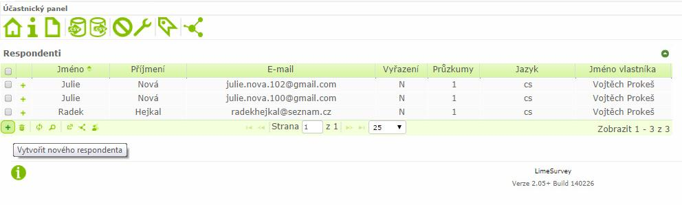 Zde jsou všichni respondenti zanesení do databáze. V reálném případě pilotních měst to jsou všichni respondenti, kteří uvedli svůj email v iniciačním face-to-face výzkumu.