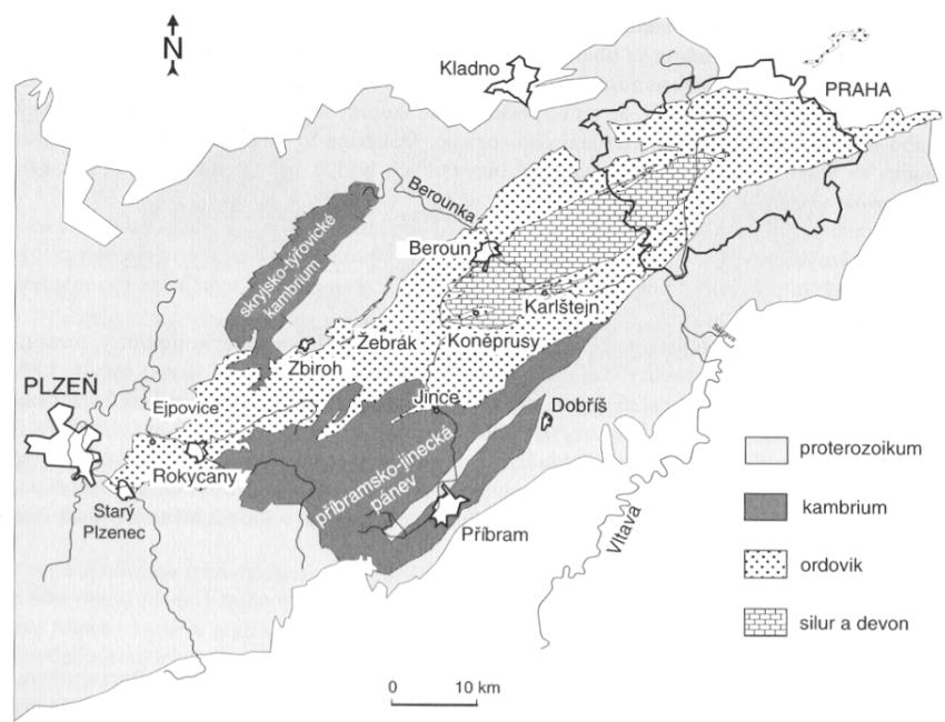 3. CHARAKTERISTIKA BARRANDIENU A BARRANDIENSKÝCH VÁPENCŮ 3.1. Geotektonická pozice Barrandien je jednou z hlavních geologických jednotek, které dohromady tvoří regionální celek českého masivu.