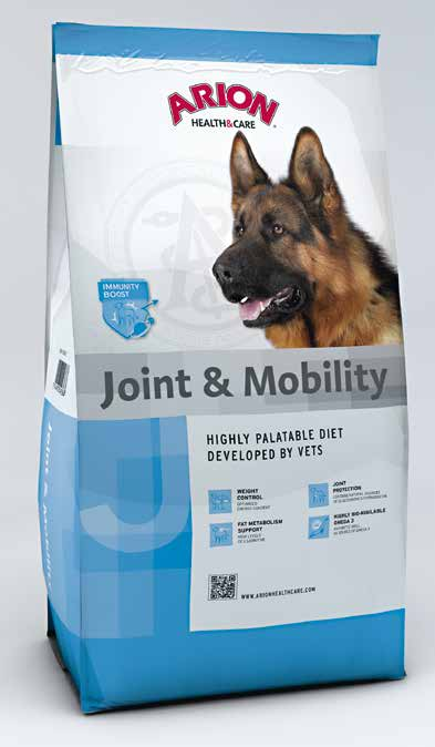 VETERINARY DEVELOPED PREMIUM QUALITY FOOD FOR ALL DOG BREEDS ARION Joint & Mobility ARION Health&Care Joint & Mobility Odhaduje se, že jeden pes z pěti má nějaké problémy s klouby a pohyblivostí.