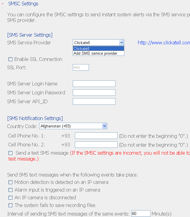 Text vyplněný v poli URL šablona musí být v souladu s požadavky Vašeho poskytovatele SMS zpráv.