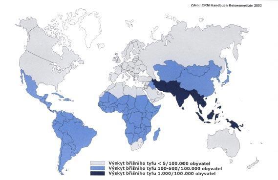 Příloha 5 Výskyt břišního tyfu (mapa) Zdroj: http://www.