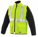 EN / High visible jacket, with detachable inner jacket, water-resistant and windproof, hood in the collar with drawstring and stoppers, 3M reflective tapes, inside mobile