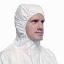 Materiál: 100% polyetylén TYVEK, netkaná textílie. Disposable protective hooded clothing, antistatic, no silicons, cat. III, type 5B,6B.
