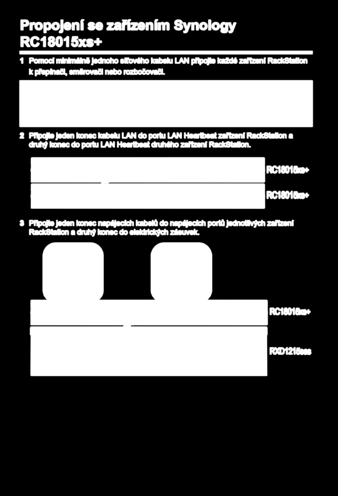 Propojení se zařízením Synology RC18015xs+ 1 Pomocí minimálně jednoho síťového kabelu LAN