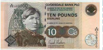 Clydesdale Bank - 10 Famous Scots Series Charakteristika vzhledu: Velikost: 142x 75m Barva: hnědá