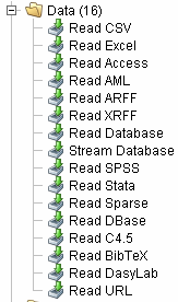 Obr. 5.2 Vstupní filtry Vstupní operátor můžeme použít jeden Obr. 5.3. Kdy zdroj dat už je připraven ve formě databáze čí tabulky, kterou po načtení je možné začít přímo zpracovávat. Obr. 5.3 Jeden vstupní operátor Vstupní data jsou často soustředěny do několika databázových souborů.