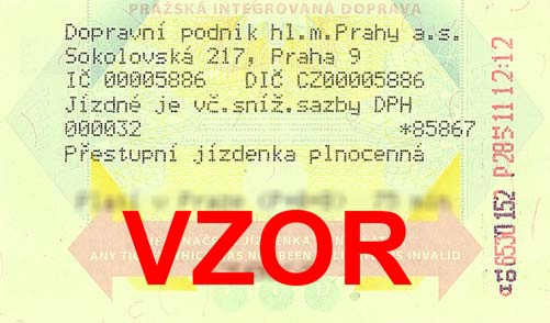 Údaje na jízdenkách označených v označovacích zařízeních Jízdenka ze stacionárního automatu čas (hodiny minuty) datum (den měsíc rok) tarifní pásmo číslo linky (pouze v tramvajích, autobusech a