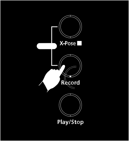 Kapitola 9 Nahrávání/X-Pose Můžete nahrávat a přehrávat Vaši hru jako na magnetofonu. Tato funkce významně obohatí vaše kompozice a výsledek snažení. Nahrávání hry 1) Stiskněte tlačítko [Record].