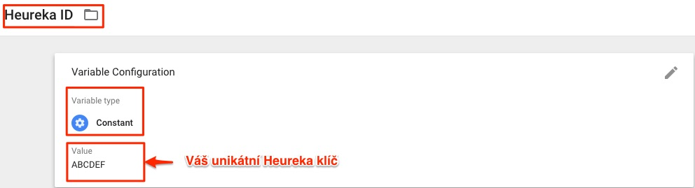 5.4.2 Tag Heuréka 1. Vytvořte značku typu Custom HTML Tag a vložte do ní následující kód: <script type="text/javascript"> var _hrq = _hrq []; var _hrqp = {{Transaction Products}} []; _hrq.