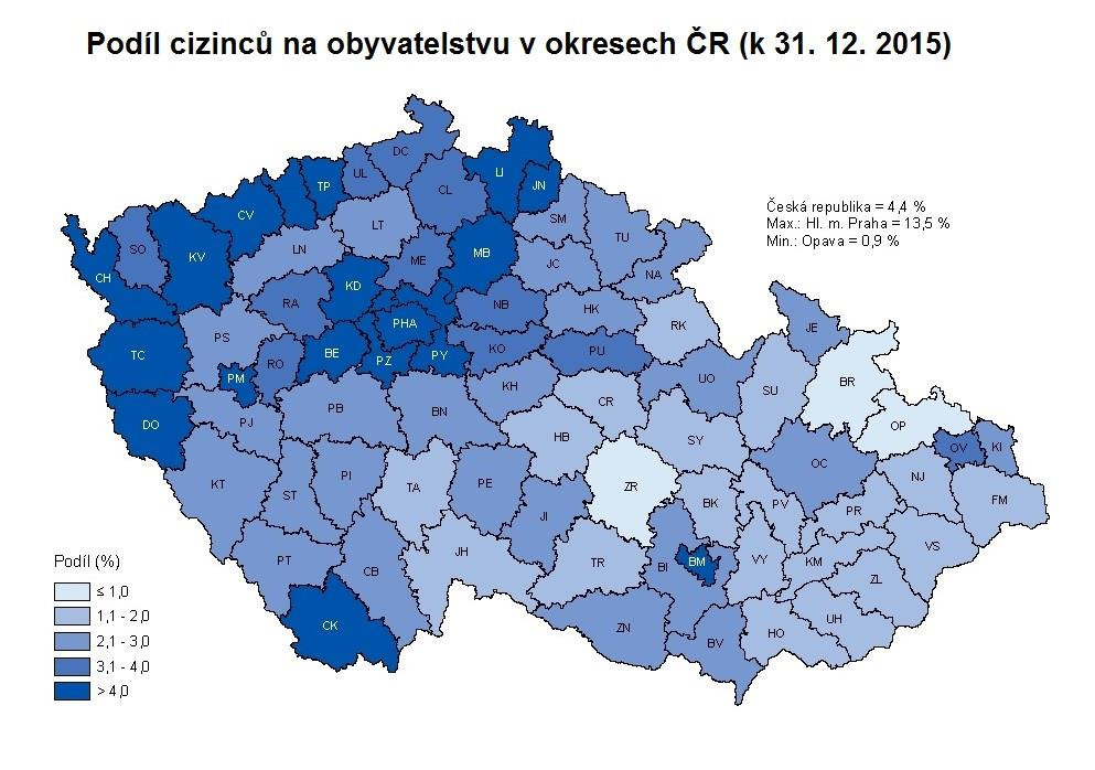 Podíl Podíl cizinců cizinců na obyvatelstvu