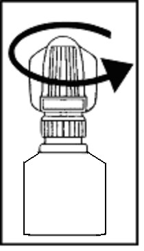 3. Odšroubujte vnitřní ochranný uzávěr 4. Zakloňte hlavu dozadu. Špičkou prstu lehce stáhněte dolní víčko oka. 5. Kapátko lahvičky přibližte blízko k léčenému oku, ale nedotýkejte se ho.