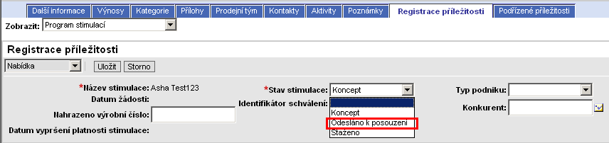 Registraci příležitosti do stimulačního programu bylo dříve nutné zahájit a odeslat v jedné relaci. Nyní můžete vytvořit jeden nebo více konceptů a odeslat je později.