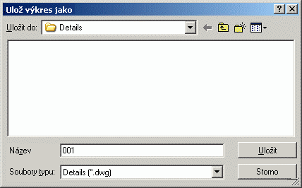 V políčku NÁZEV SOUBORU se zadává složka a název souboru DWG, do kterého se bude nový detail