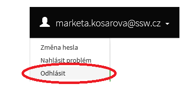 Obrázek 12 Tlačítko Nahlásit problém Jelikož toto webové rozhraní slouží jako sběrný portál pro více kapitol, musíte při použití této funkce vybrat příslušnou výzvu, u které jste narazili na