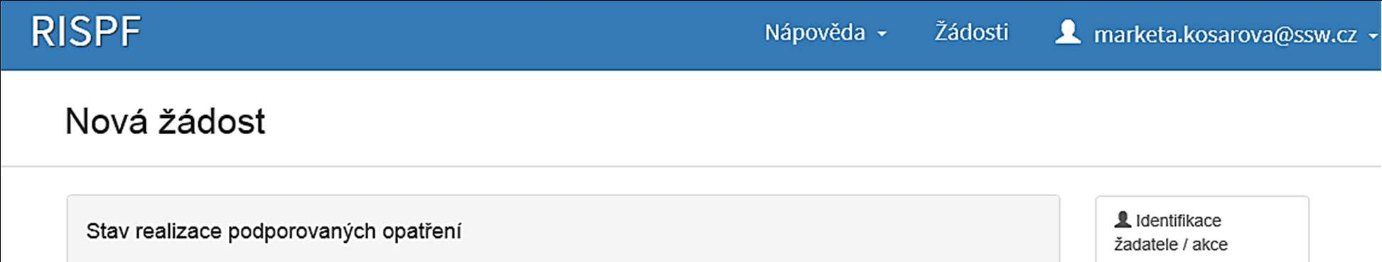 2.1.2 Záložka Oblasti podpory Obrázek 37 Záložka Oblasti podpory Stav realizace systém automaticky přednastaví na Žádost je podána před dokončením realizace projektu.