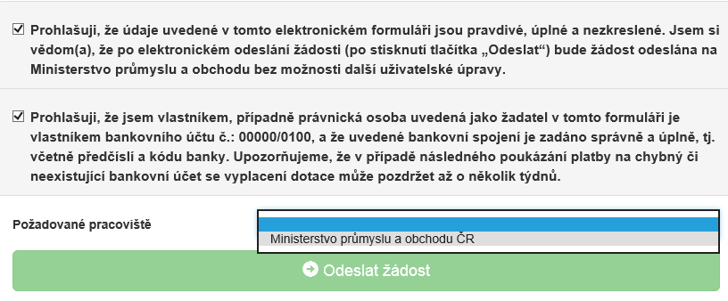 žádosti je nezbytné je opravit. Obrázek 52 Chybně vyplněná žádost 2.1.