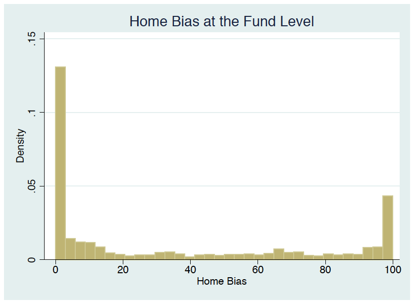 Home bias (chyba domácího prostředí) Nicméně, kupř. existuje značná heterogenita na straně velkých investičních fondů.