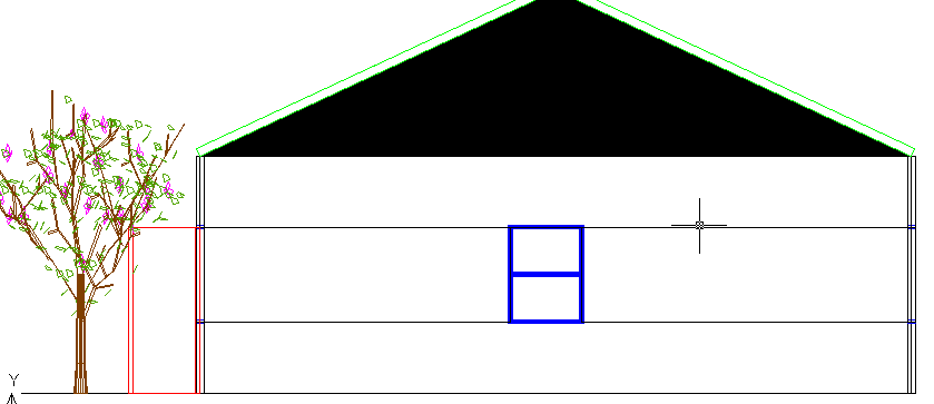 Pravý pohled na 3D dům Pravý pohled zobrazuje model z pravé strany.